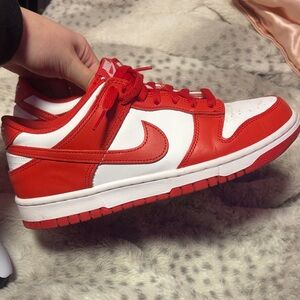 Nike Red and White Low-Top Sneakers
